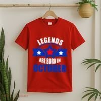 Legends Are Born in October Stars T-Shirt thumb 2