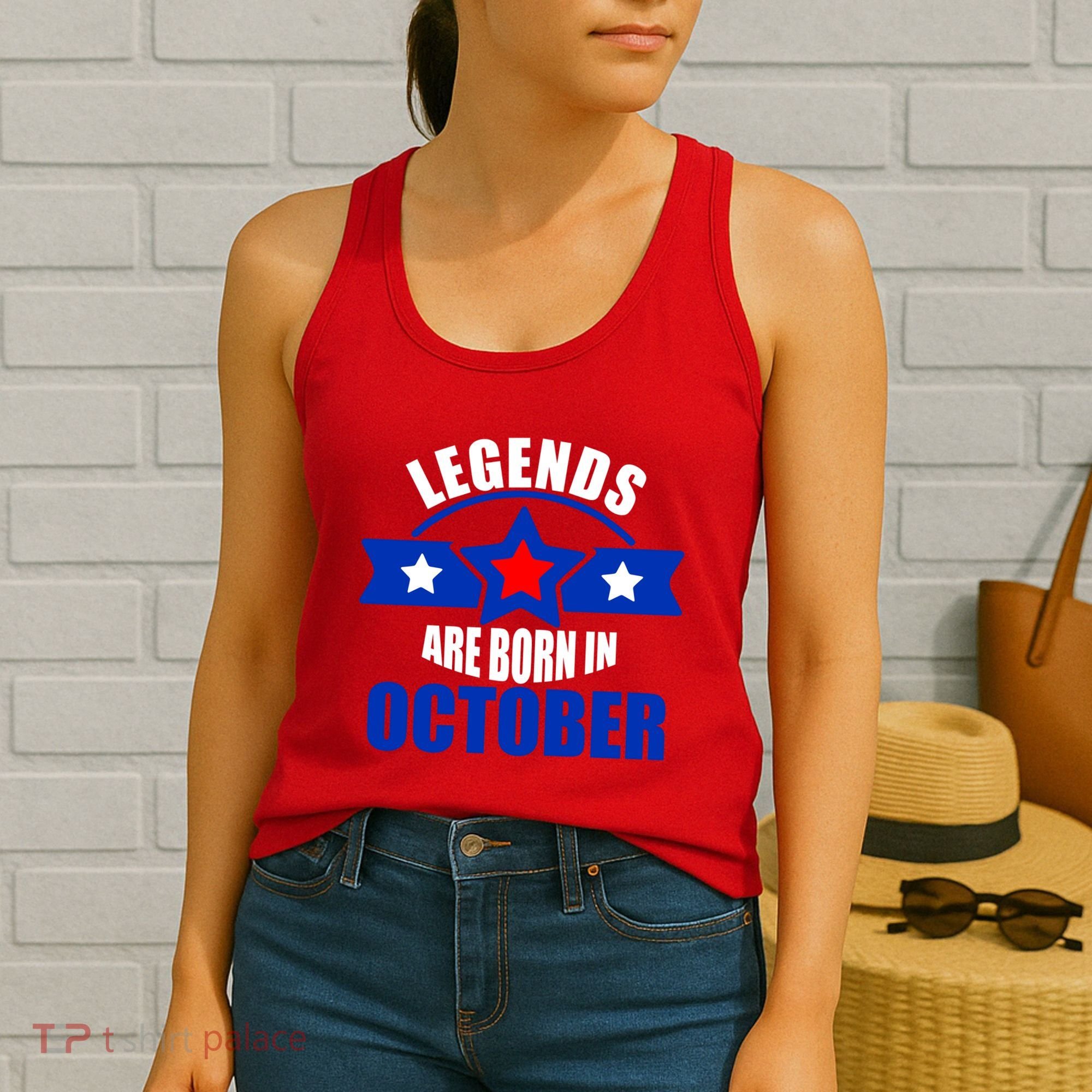 Legends Are Born in October Stars Women's Tank Top