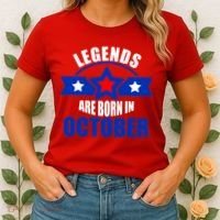 Legends Are Born in October Stars Women's T-Shirt thumb 2