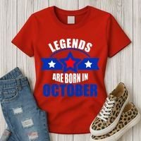 Legends Are Born in October Stars Women's T-Shirt thumb 3