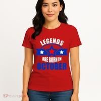 Legends Are Born in October Stars Women's T-Shirt thumb 4