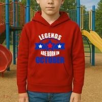 Legends Are Born in October Stars Kids Hoodie thumb 2