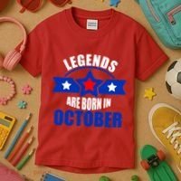 Legends Are Born in October Stars Kids T-Shirt thumb 3