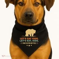 Let's Eat Kids Punctuation Matters Bear Funny Grammar Cool Gift USA-Made Doggie Bandana thumb 1