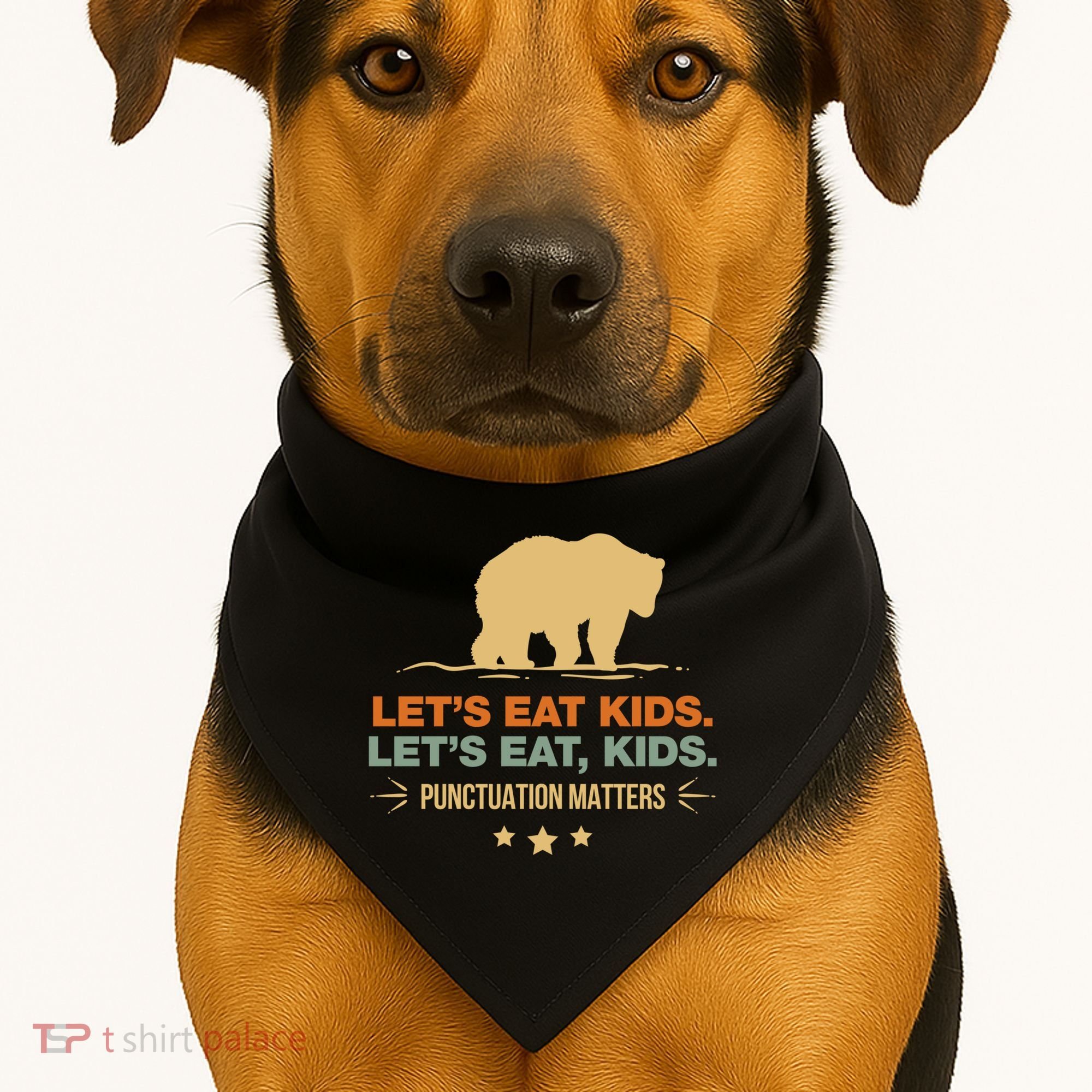 Let's Eat Kids Punctuation Matters Bear Funny Grammar Cool Gift USA-Made Doggie Bandana