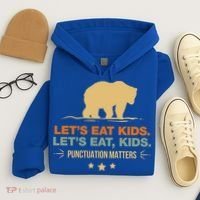 Let's Eat Kids Punctuation Matters Bear Funny Grammar Cool Gift Hoodie thumb 4