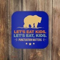 Let's Eat Kids Punctuation Matters Bear Funny Grammar Cool Gift Coaster thumb 0