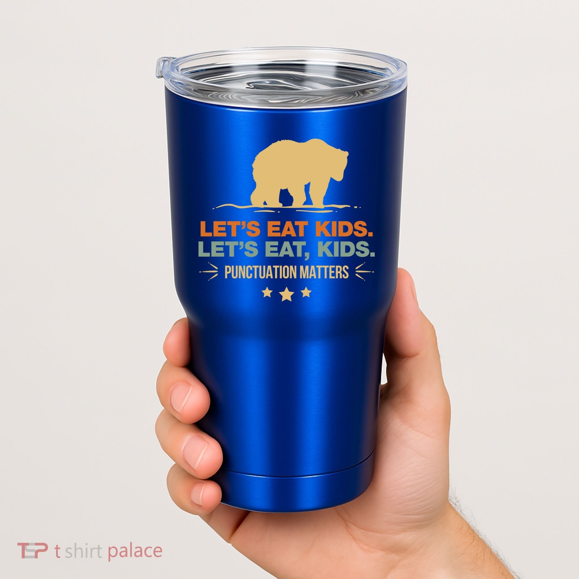 Let's Eat Kids Punctuation Matters Bear Funny Grammar Cool Gift Tumbler
