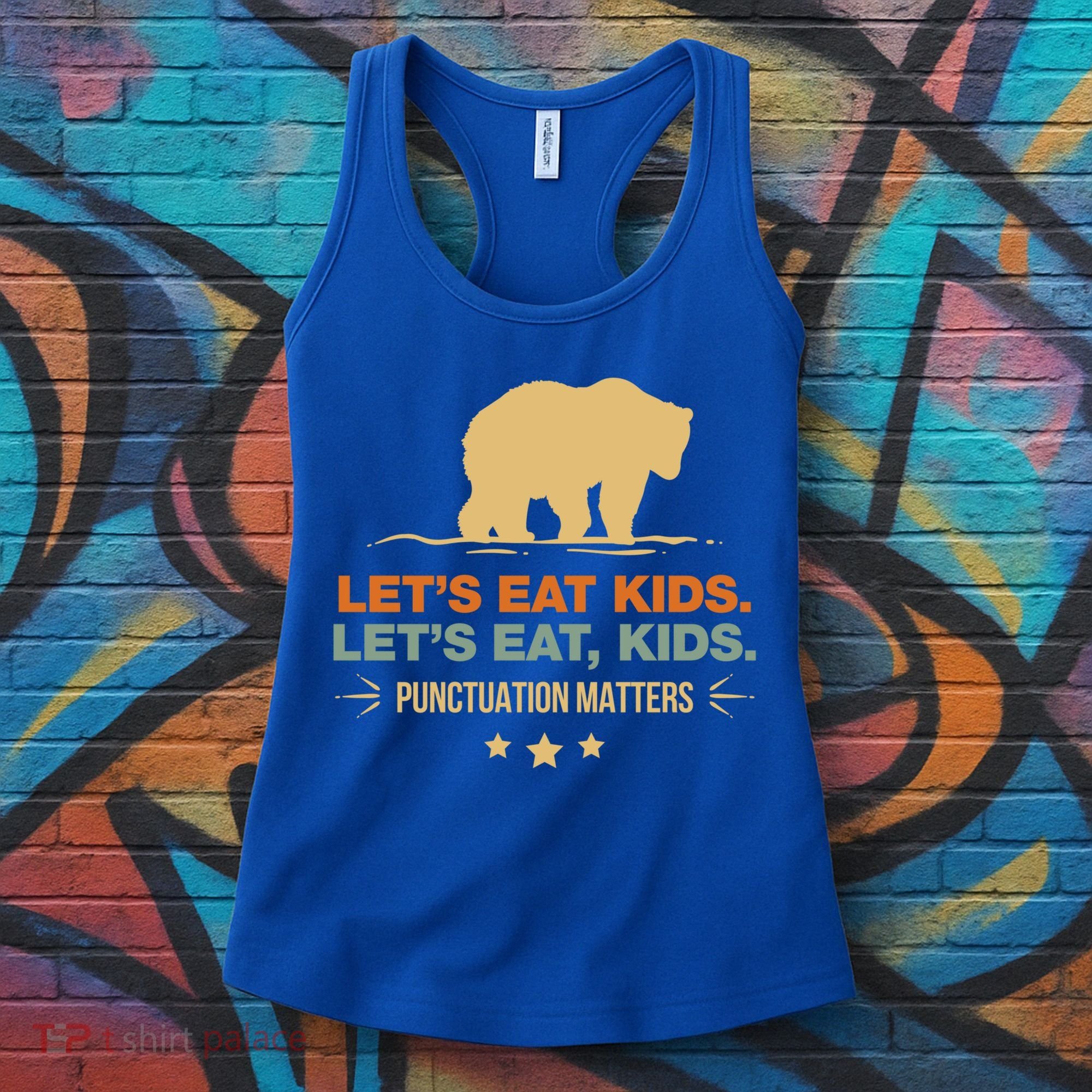 Let's Eat Kids Punctuation Matters Bear Funny Grammar Cool Gift Women's Tank Top