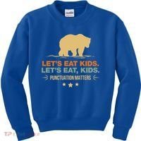 Let's Eat Kids Punctuation Matters Bear Funny Grammar Cool Gift Kids Sweatshirt thumb 0