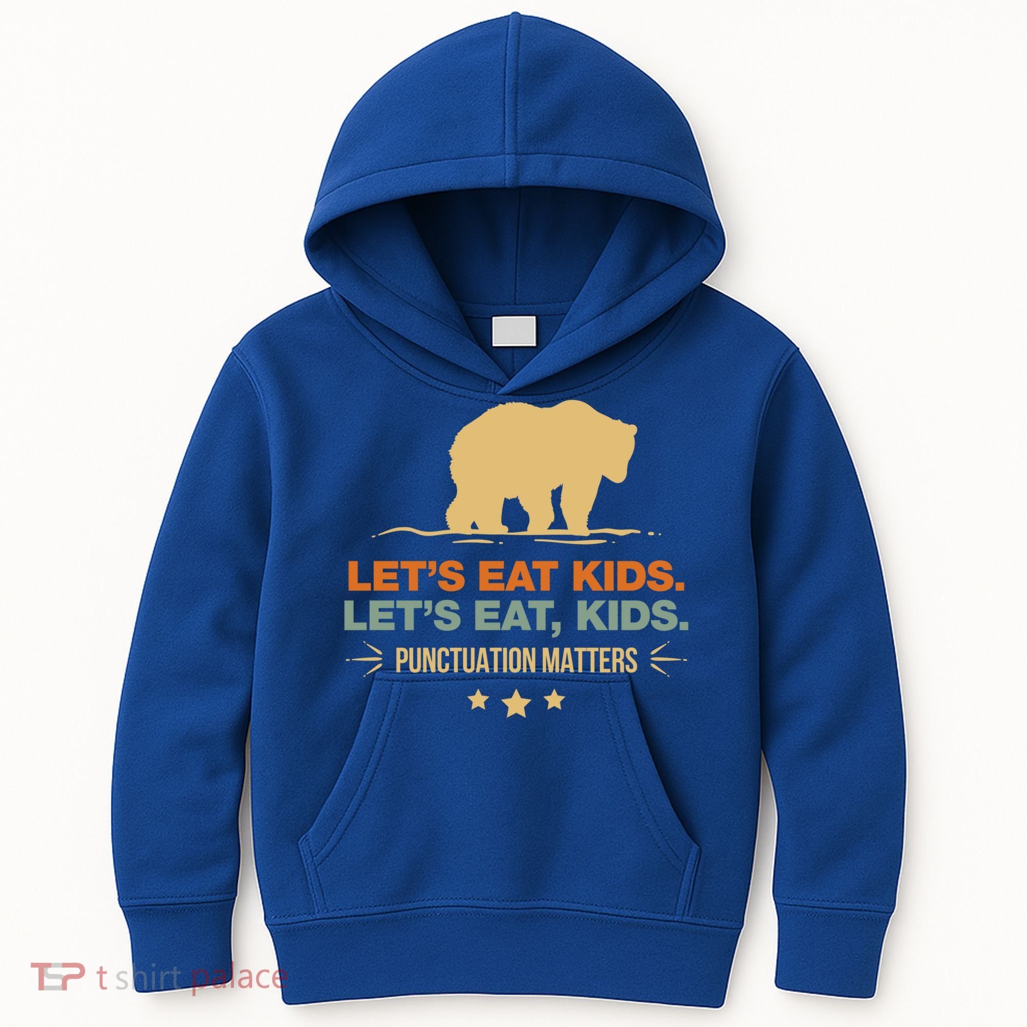 Let's Eat Kids Punctuation Matters Bear Funny Grammar Cool Gift Kids Hoodie