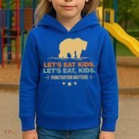 Let's Eat Kids Punctuation Matters Bear Funny Grammar Cool Gift Kids Hoodie thumb 3