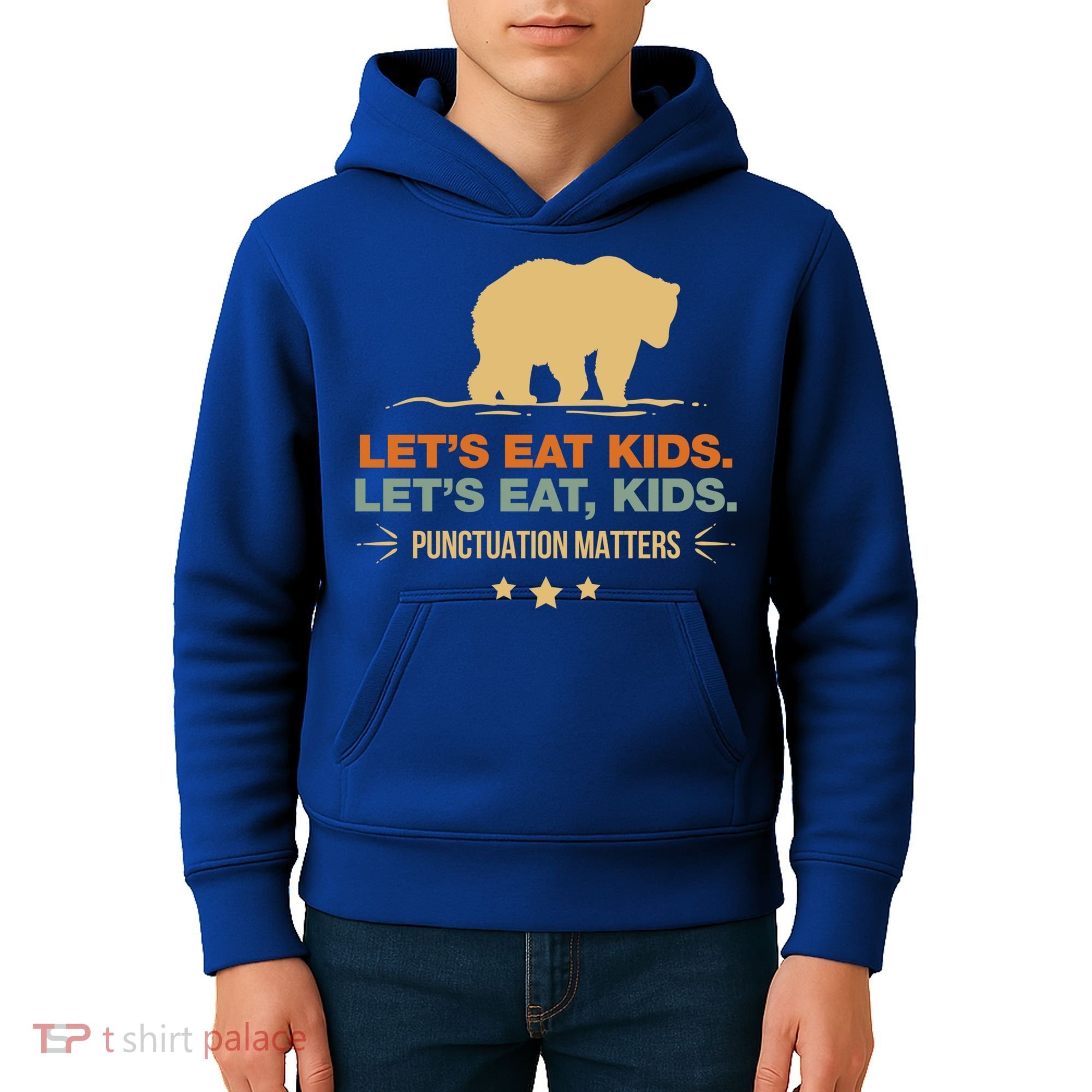 Let's Eat Kids Punctuation Matters Bear Funny Grammar Cool Gift Kids Hoodie