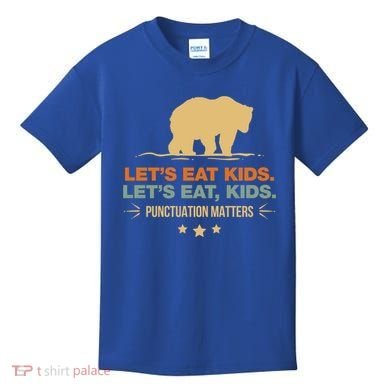 Let's Eat Kids Punctuation Matters Bear Funny Grammar Cool Gift Kids T-Shirt