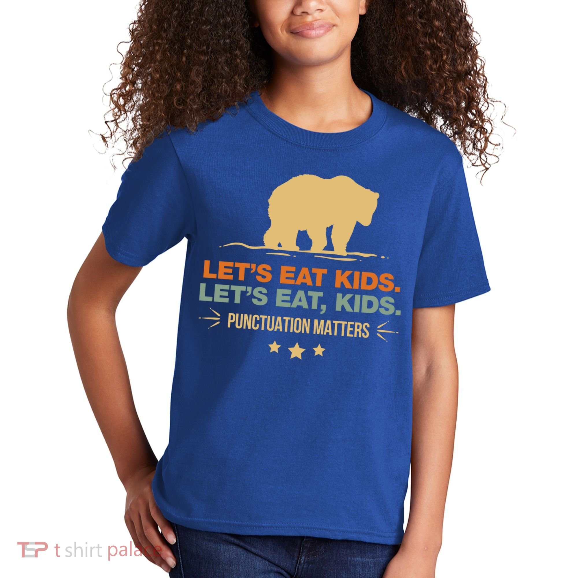 Let's Eat Kids Punctuation Matters Bear Funny Grammar Cool Gift Kids T-Shirt