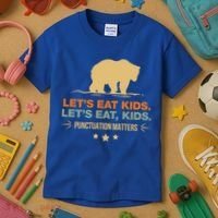 Let's Eat Kids Punctuation Matters Bear Funny Grammar Cool Gift Kids T-Shirt thumb 3