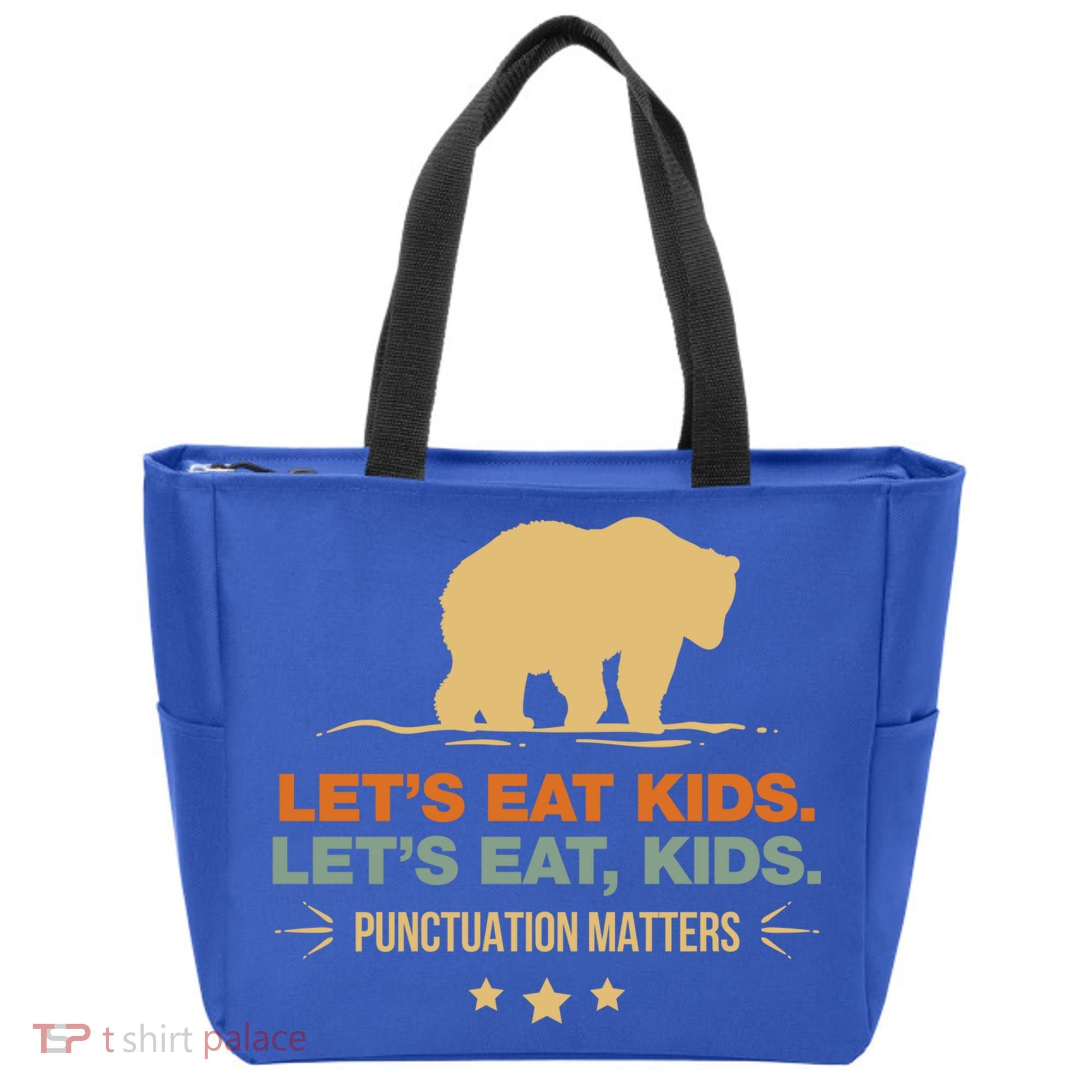 Let's Eat Kids Punctuation Matters Bear Funny Grammar Cool Gift Tote Bag