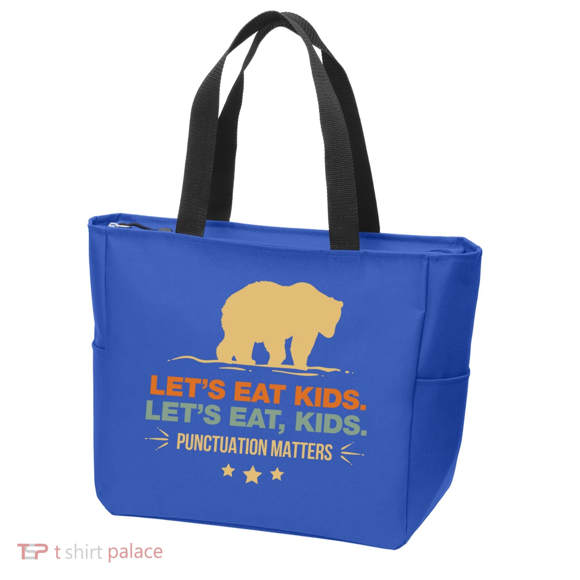 Let's Eat Kids Punctuation Matters Bear Funny Grammar Cool Gift Tote Bag