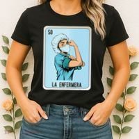 La Enfermera Mexican Slang Chicano Bingo Cards Women's T-Shirt thumb 2