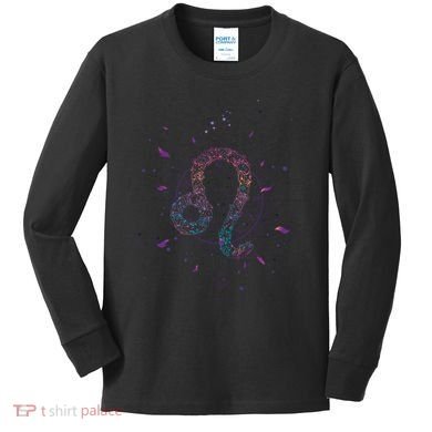 Leo Floral Zodiac Kids Long Sleeve Shirt