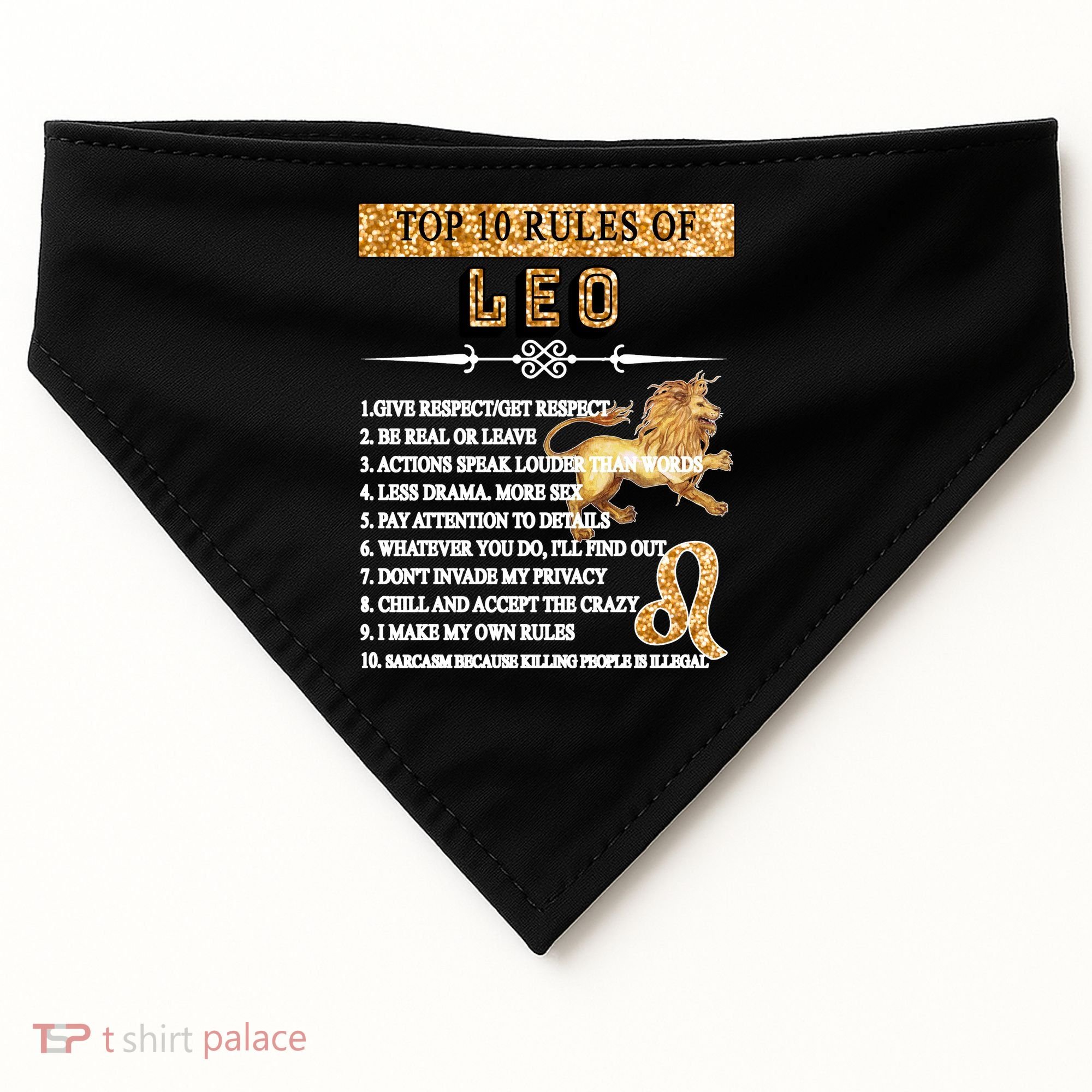 Leo Zodiac Top 10 Rules Of Leo USA-Made Doggie Bandana
