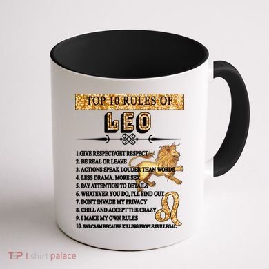 Leo Zodiac Top 10 Rules Of Leo Coffee Mug back
