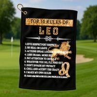 Leo Zodiac Top 10 Rules Of Leo Golf Towel thumb 1