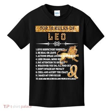 Leo Zodiac Top 10 Rules Of Leo Kids T-Shirt