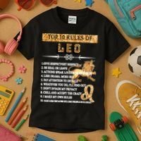 Leo Zodiac Top 10 Rules Of Leo Kids T-Shirt thumb 3