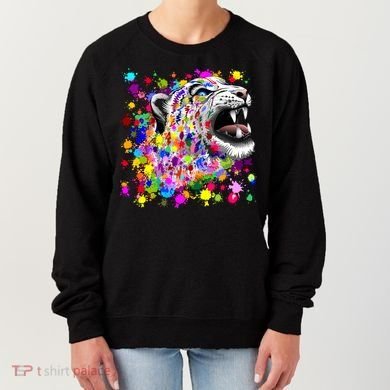Leopard Cat Psychedelic Paint Splats Women's Sweatshirt