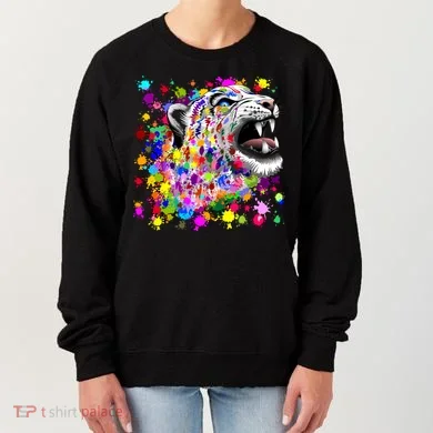 Leopard Cat Psychedelic Paint Splats Women's Sweatshirt