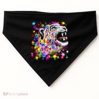 Leopard Cat Psychedelic Paint Splats USA-Made Doggie Bandana thumb 0