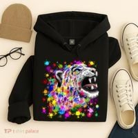 Leopard Cat Psychedelic Paint Splats Hoodie thumb 4