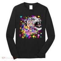 Leopard Cat Psychedelic Paint Splats Long Sleeve Shirt thumb 0