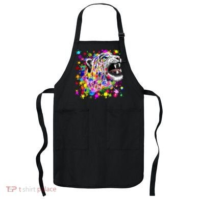 Leopard Cat Psychedelic Paint Splats Apron