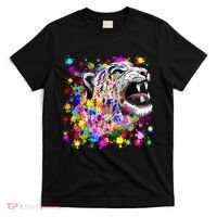 Leopard Cat Psychedelic Paint Splats T-Shirt thumb 0