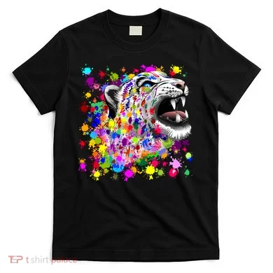 Leopard Cat Psychedelic Paint Splats T-Shirt
