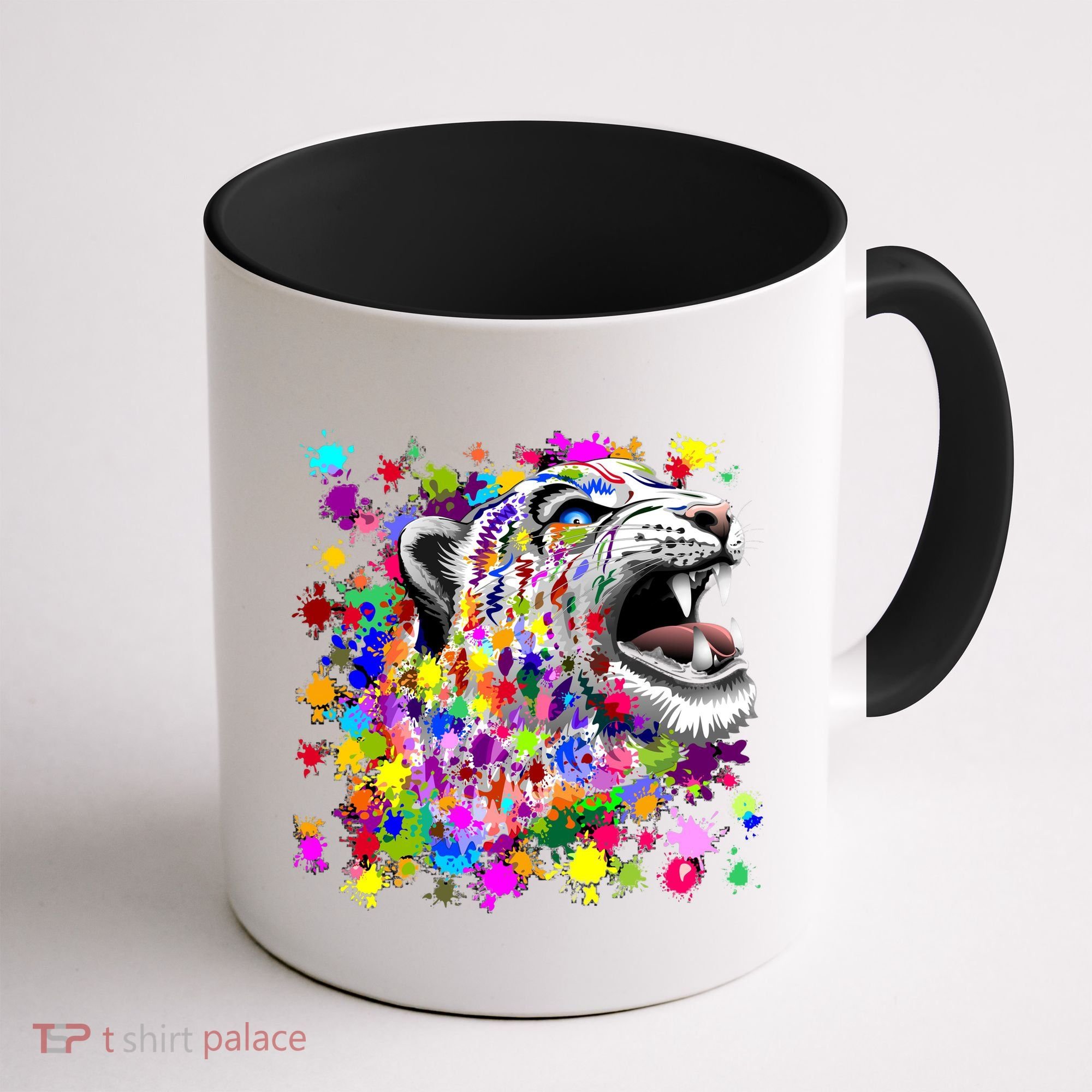 Leopard Cat Psychedelic Paint Splats Coffee Mug