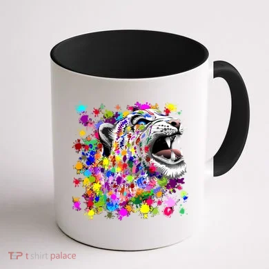 Leopard Cat Psychedelic Paint Splats Coffee Mug back
