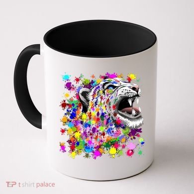 Leopard Cat Psychedelic Paint Splats Coffee Mug