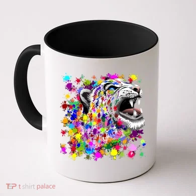 Leopard Cat Psychedelic Paint Splats Coffee Mug