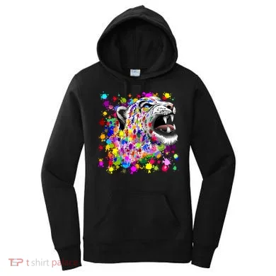 Leopard Cat Psychedelic Paint Splats Women's Hoodie