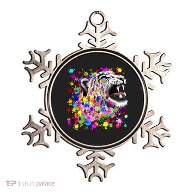 Leopard Cat Psychedelic Paint Splats Ornament