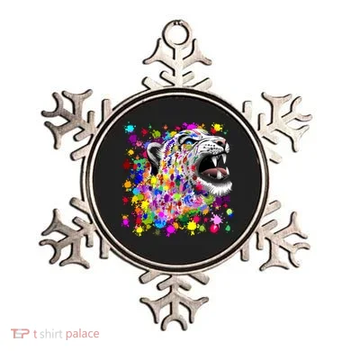 Leopard Cat Psychedelic Paint Splats Ornament
