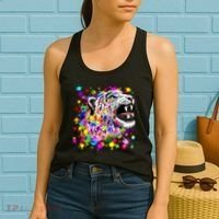 Leopard Cat Psychedelic Paint Splats Women's Tank Top thumb 2
