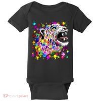 Leopard Cat Psychedelic Paint Splats Baby Bodysuit thumb 0