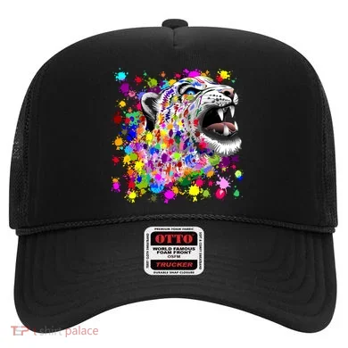 Leopard Cat Psychedelic Paint Splats Hat