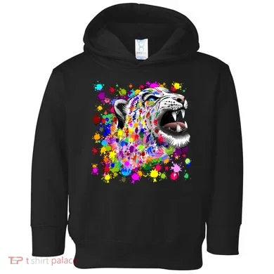 Leopard Cat Psychedelic Paint Splats Toddler Hoodie