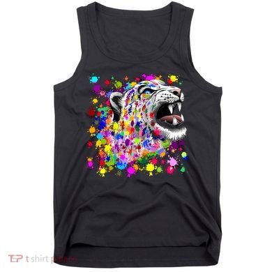 Leopard Cat Psychedelic Paint Splats Tank Top