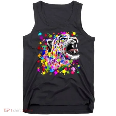 Leopard Cat Psychedelic Paint Splats Tank Top